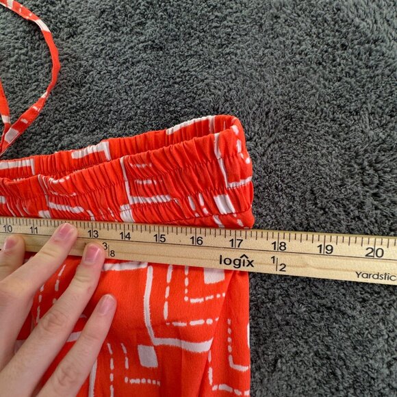 O’neill Women Orange White Skirt Asymmetric Small Drawstring Pull On Geometric - Picture 16 of 16